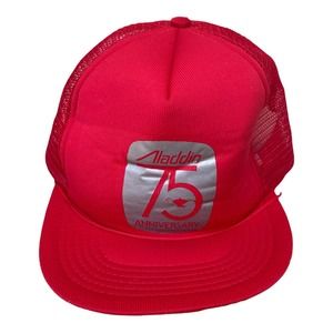 VINTAGE Snapback Men's Trucker Hat Cap Aladdin 75 Anniversary Adjustable Mesh